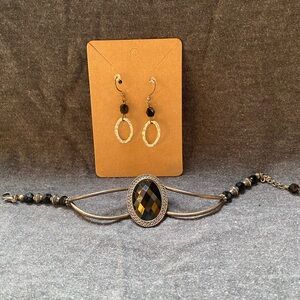 Chic Black and Silver Earrings Set